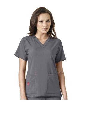 Pewter Carhartt Force Cross-Flex Women's V-Neck Top